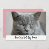 かわいい眠い猫セリングホリデーラブ シーズンカード (正面/裏面)