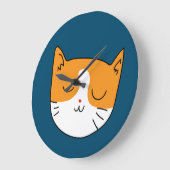 かわいい眠い猫 ラージ壁時計 (傾斜)