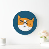 かわいい眠い猫 ラージ壁時計 (ホーム)
