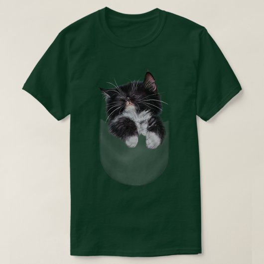 かわいい眠い虎猫子猫インポケット Tシャツ (デザイン正面)