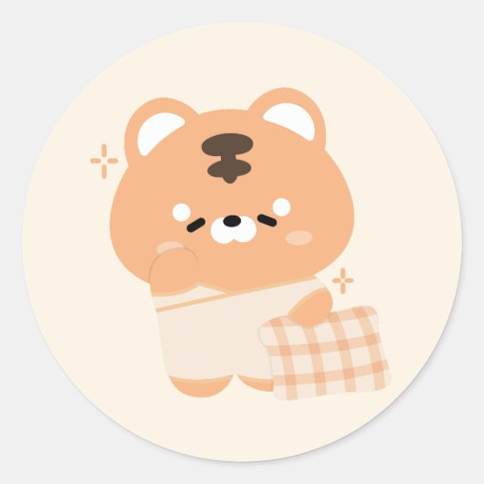 かわいい眠い虎 ラウンドシール (正面)