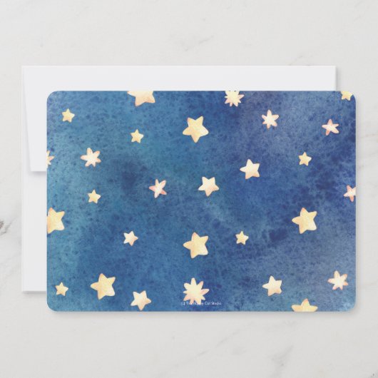 かわいい眠い象のキラキラ星の赤ちゃんシャワーボーイ 招待状 (裏面)