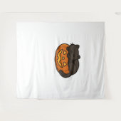 かわいい眠い黒猫のカボチャのハロウィンエッセン タペストリー (正面(横))