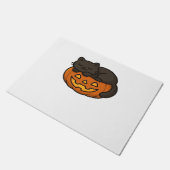 かわいい眠い黒猫のカボチャのハロウィンエッセン ドアマット (アングル)