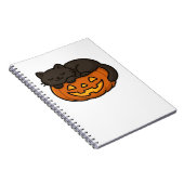 かわいい眠い黒猫のカボチャのハロウィンエッセン ノートブック (右側)