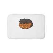 かわいい眠い黒猫のカボチャのハロウィンエッセン バスマット (正面)