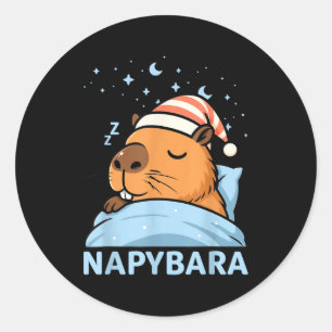 かわいい眠そうなカピバラのナピバラパジャマ ラウンドシール