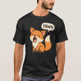 かわいい眠そうなキツネのイラストTシャツ - あくびするキツネ Tシャツ