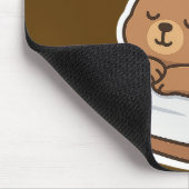 かわいい眠そうなクマのステッカー マウスパッド (コーナー)