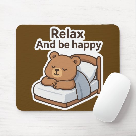 かわいい眠そうなクマのステッカー マウスパッド (マウス)