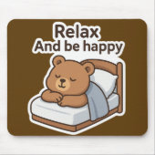 かわいい眠そうなクマのステッカー マウスパッド (正面)