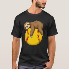 かわいい眠そうなナマケモノがソフトボールを抱えるスポーツデザイン Tシャツ