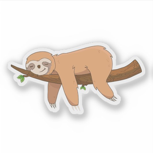 かわいい眠そうなナマケモノステッカー シール (正面)