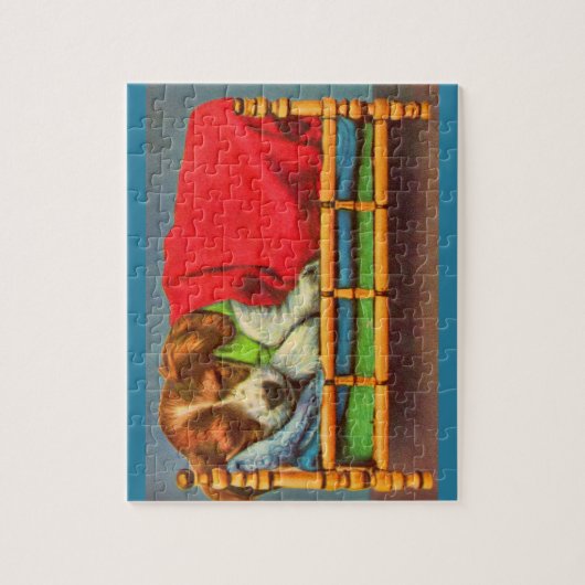 かわいい眠そうな子犬 ジグソーパズル (縦)