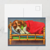 かわいい眠そうな子犬 ポストカード (正面/裏面)