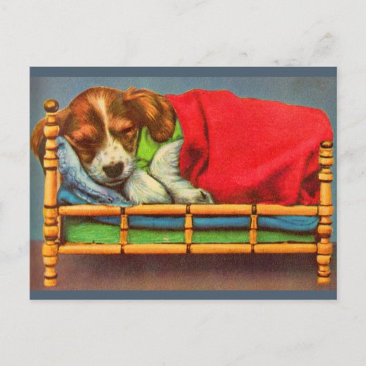 かわいい眠そうな子犬 ポストカード (正面)