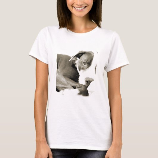 かわいい眠そうな怠け者ピットブル Tシャツ (正面)
