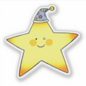 かわいい眠そうな星のイラスト シール (正面)