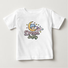 かわいい眠そうな月の引用付きイラスト ベビーTシャツ