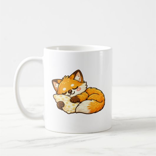 かわいい眠そうな狐 コーヒーマグカップ (左)