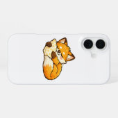 かわいい眠そうな狐 iPhone 16ケース (裏面横)