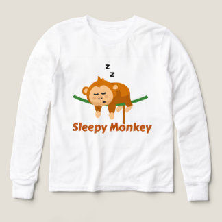 かわいい眠そうな猿の赤ちゃんTシャツ