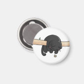 かわいい眠そうな黒猫 マグネット (正面/裏面)