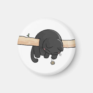 かわいい眠そうな黒猫 マグネット