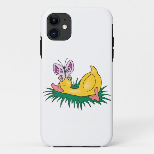 かわいい眠っているアヒルと蝶 Case-Mate iPhoneケース (裏面)