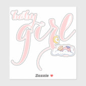 かわいい眠っているベビーガールピンクタイポグラフィ子供部屋 シール (シート)