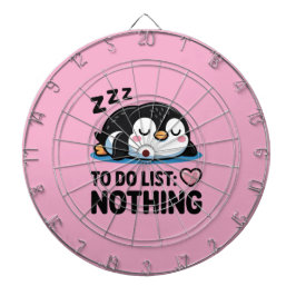 かわいい眠っているペンギン、やることリスト何もしない ダーツボード
