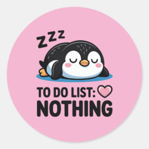 かわいい眠っているペンギン、やることリスト何もしない ラウンドシール