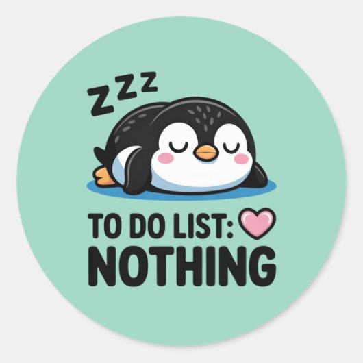 かわいい眠っているペンギン、やることリスト なし ラウンドシール (正面)
