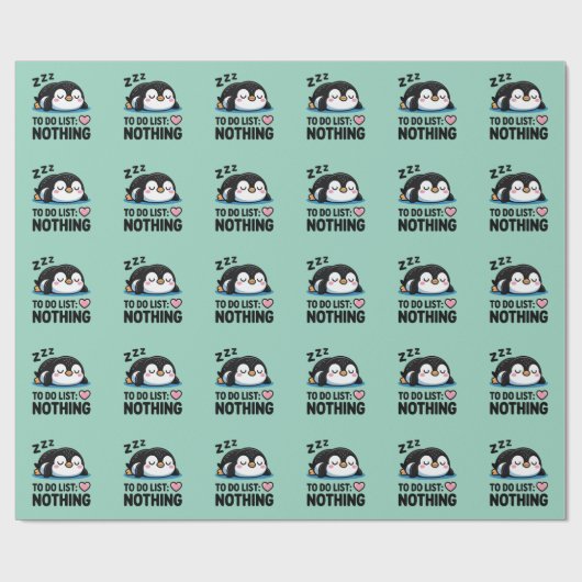 かわいい眠っているペンギン、やることリスト:何もしない ラッピングペーパー (フラット)