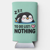 かわいい眠っているペンギン、何もしないTODOリスト スリム缶クーラー (裏面)