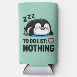 かわいい眠っているペンギン、何もしないTODOリスト スリム缶クーラー