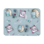 かわいい眠っている子猫たちの水彩柄 マグネット (横)