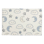 かわいい眠っている星、月、雲 枕カバー (裏面)