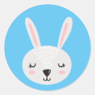 かわいい眠りのウサギ ラウンドシール