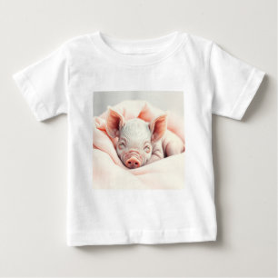 かわいい眠りの子豚の毛布 ベビーTシャツ