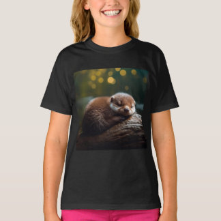 かわいい眠りオッターTシャツ – かわいい動物のシャツ Tシャツ