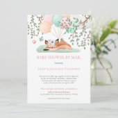 かわいい眠りキツネバルーン赤ちゃんシャワー郵便 招待状 (スタンド正面)