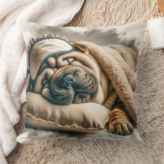 かわいい眠りシャールペイ犬 クッション (ブランケット)