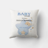 かわいい眠りテディベアベビーシャワー装飾用クッション クッション (裏面)