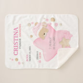 かわいい眠りテディベアーベビーガール誕生統計彼女 シェルパブランケット (正面(横))