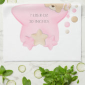 かわいい眠りテディベアーベビーガール誕生統計 キッチンタオル (折り畳み)