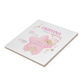 かわいい眠りテディベアーベビーガール誕生統計 タイル (側面)