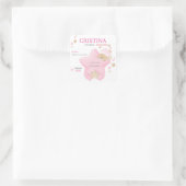 かわいい眠りテディベアーベビーガール誕生統計Squ スクエアシール (バッグ)