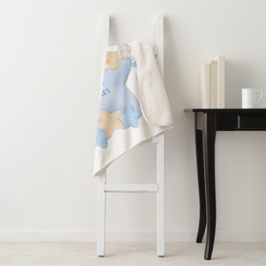 かわいい眠りテディベア男の赤ちゃん誕生統計シェーヤー シェルパブランケット (インサイチュ)