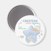 かわいい眠りテディベア男の赤ちゃん誕生統計マグン マグネット (正面/裏面)